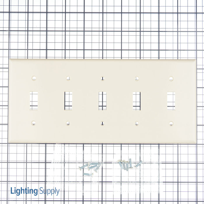 Leviton 5-Gang Toggle Device Switch Wall Plate Standard Size Thermoset Device Mount Light Almond (78023)