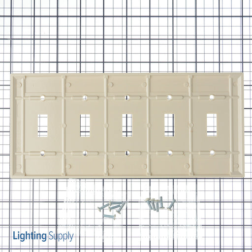 Leviton 5-Gang Toggle Device Switch Wall Plate Standard Size Thermoset Device Mount Light Almond (78023)