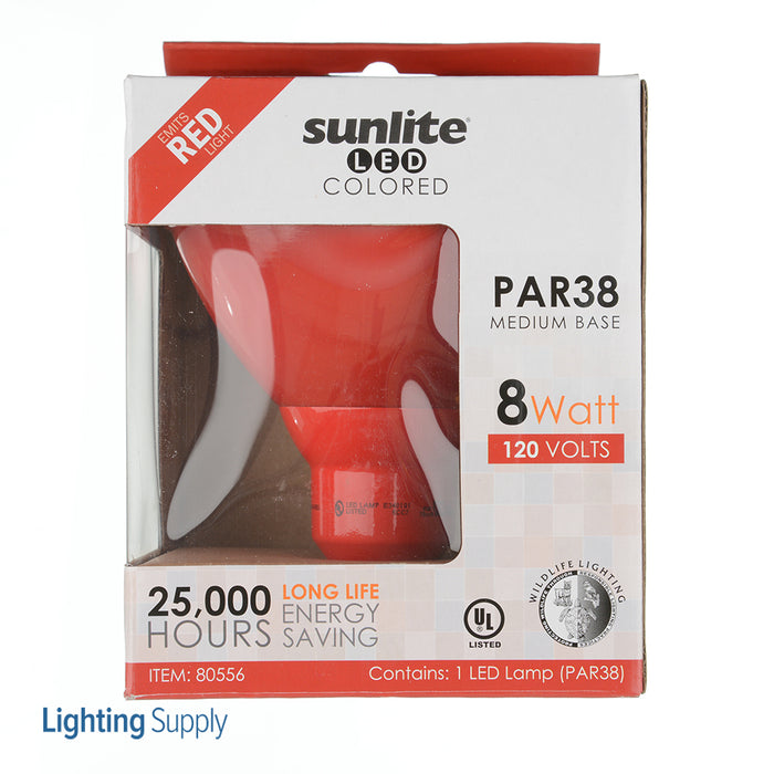 Sunlite 8W PAR38 LED Outdoor Rated Red 35 Degree Flood 120V (80556-SU)