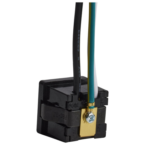 SATCO/NUVO 6 Inch Snap-In Outlet Black And White 14 Gauge Leads And 6 Inch 16 Gauge Green Ground Lead (80-2828)