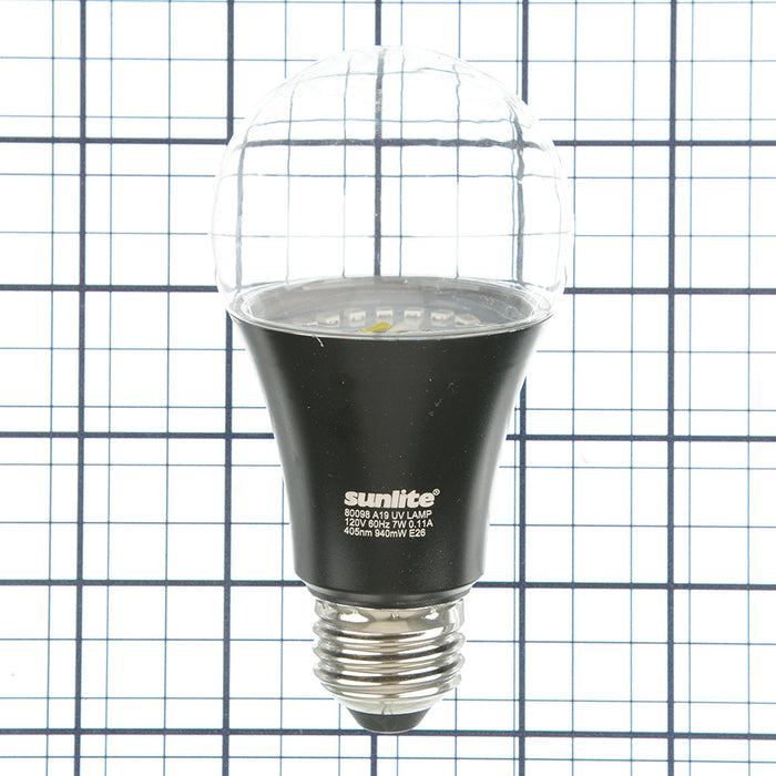 80098 Sunlite 80098-SU A19/LED/7W/BLB/3Pk LED A19 Black Light Blue E26 Base ...