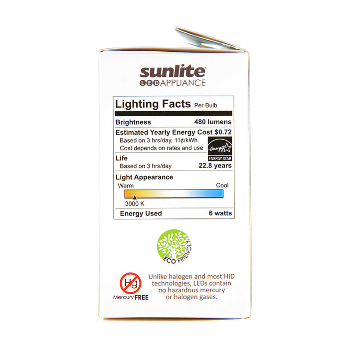 Sunlite A15/LED/5.5W/D/E/FR/30K LED A15 Light Bulb 5.5W 40W Equivalent Medium Base E26 450Lm Dimmable White Finish ETL Listed 2700K - Warm White 1 Pack (80175-SU)