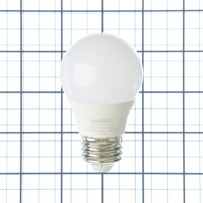 Sunlite A15/LED/5.5W/D/E/FR/30K LED A15 Light Bulb 5.5W 40W Equivalent Medium Base E26 450Lm Dimmable White Finish ETL Listed 2700K - Warm White 1 Pack (80175-SU)