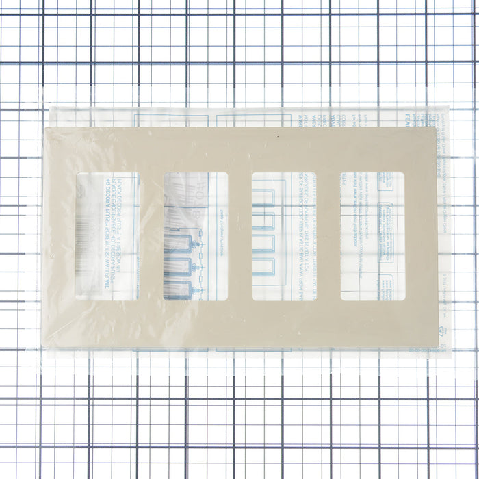 Leviton 4-Gang Decora Plus Screwless Snap-On Wall Plate/Faceplate Light Almond (80312-ST)