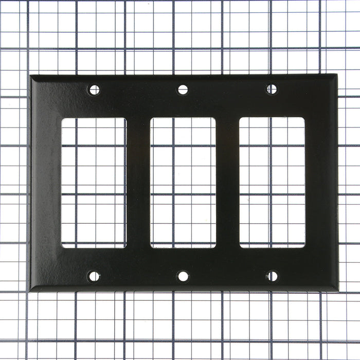 Leviton 3-Gang Decora/GFCI Device Decora Wall Plate/Faceplate Standard Size Thermoset Device Mount Black (80411-E)