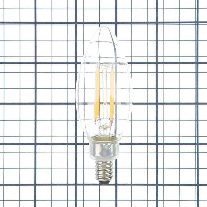 Sunlite CTC/LED/FS/4W/18K 4W LED Filament Style Candelabra Clear Chandelier Bulb 400Lm 80 CRI 1800K 120V Dimmable (80452-SU)