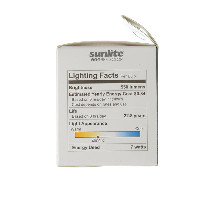Sunlite PAR16/LED/7W/GU10/40K 7W LED PAR16 Bulb 4000K 550Lm 120V 80 CRI Dimmable 35 Degree Beam GU10 Base (80527-SU)