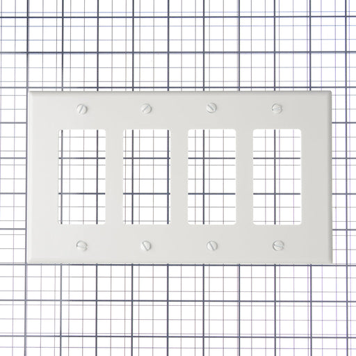 Leviton 4-Gang Decora/GFCI Device Decora Wall Plate/Faceplate Midway Size Thermoset Device Mount White (80612-W)