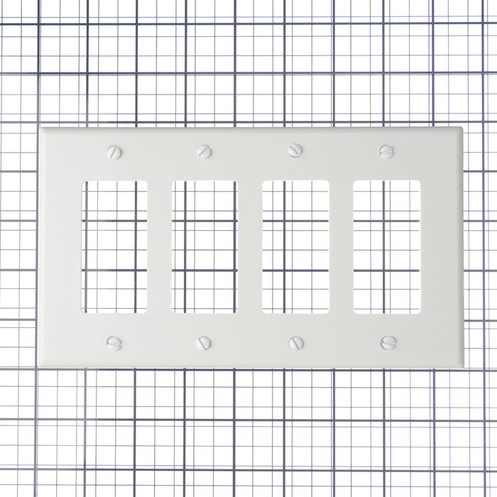 Leviton 4-Gang Decora/GFCI Device Decora Wall Plate/Faceplate Midway Size Thermoset Device Mount White (80612-W)
