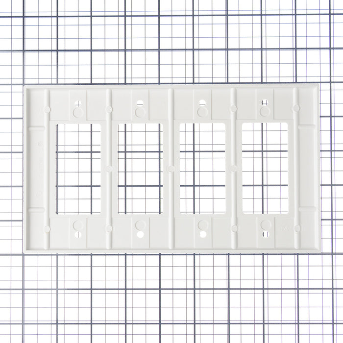 Leviton 4-Gang Decora/GFCI Device Decora Wall Plate/Faceplate Midway Size Thermoset Device Mount White (80612-W)