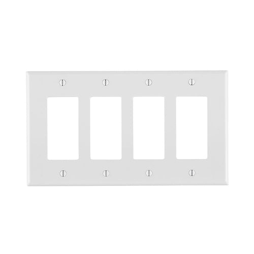 Leviton 4-Gang Decora/GFCI Device Decora Wall Plate/Faceplate Midway Size Thermoset Device Mount White (80612-W)