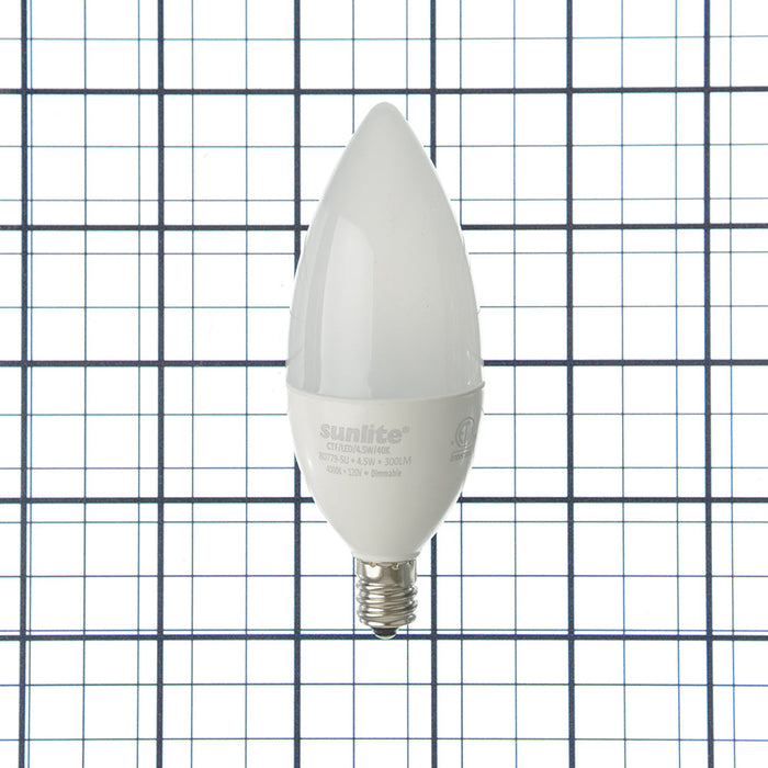 Sunlite CTF/LED/4.5W/40K 5W LED B11 Bulb 300Lm Cool White 4000K Candelabra E12 Base (80779-SU)