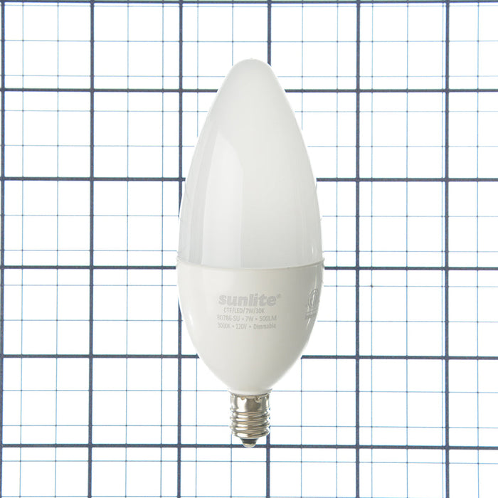 Sunlite CTF/LED/7W/30K 7W LED B11 Bulb 500Lm Warm White 3000K Candelabra E12 Base (80786-SU)