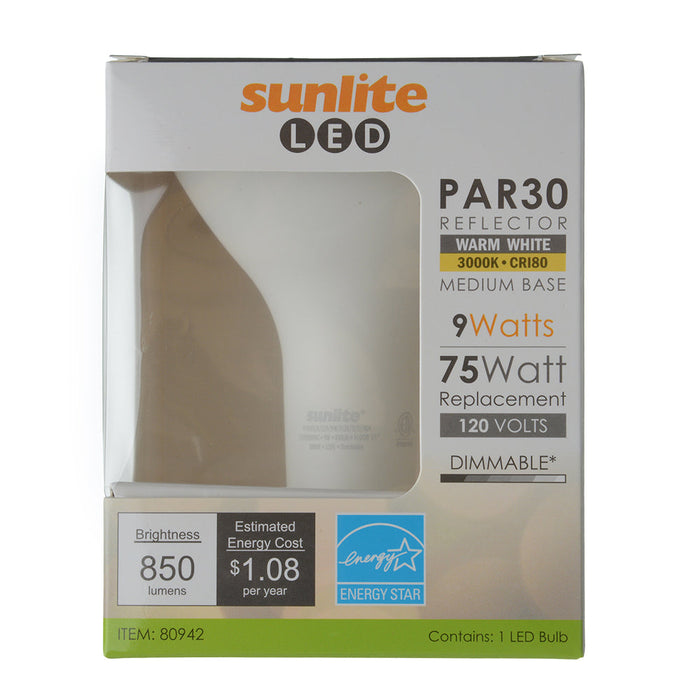 Sunlite LED PAR30 Bulb 10W 800Lm 3000K 120V E26 Base (80942-SU)