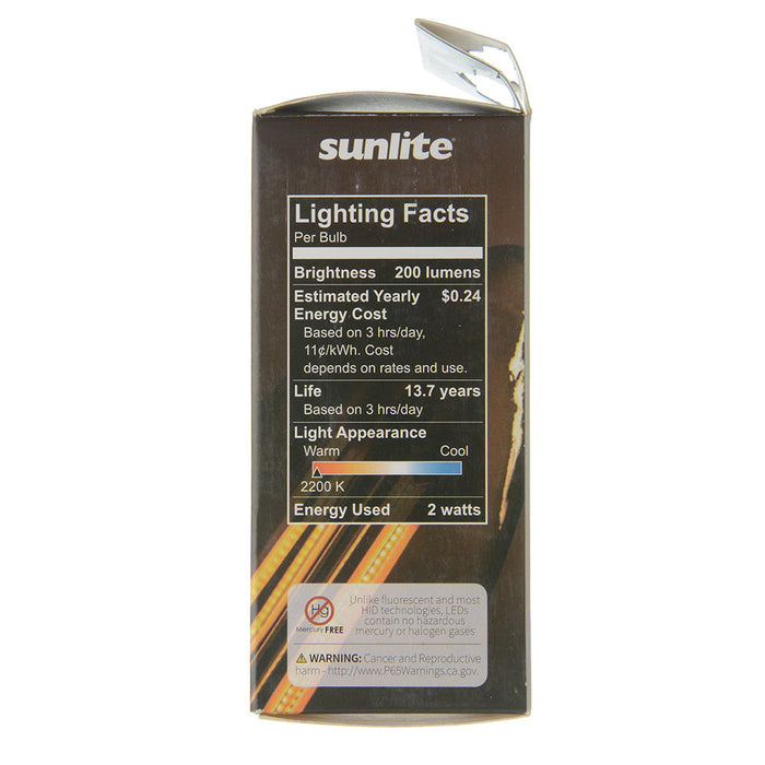 Sunlite S14/LED/FS/2W/22K 2W LED S14 Bulb Amber 2200K Medium E26 Base (81079-SU)