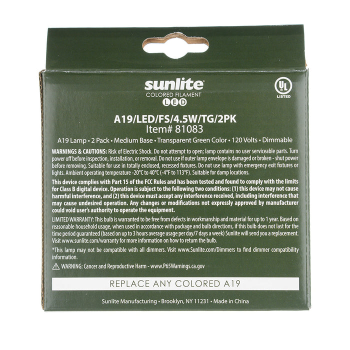 Sunlite A19/LED/FS/4.5W/TG Filament Style Party And Decorative (81083-SU)