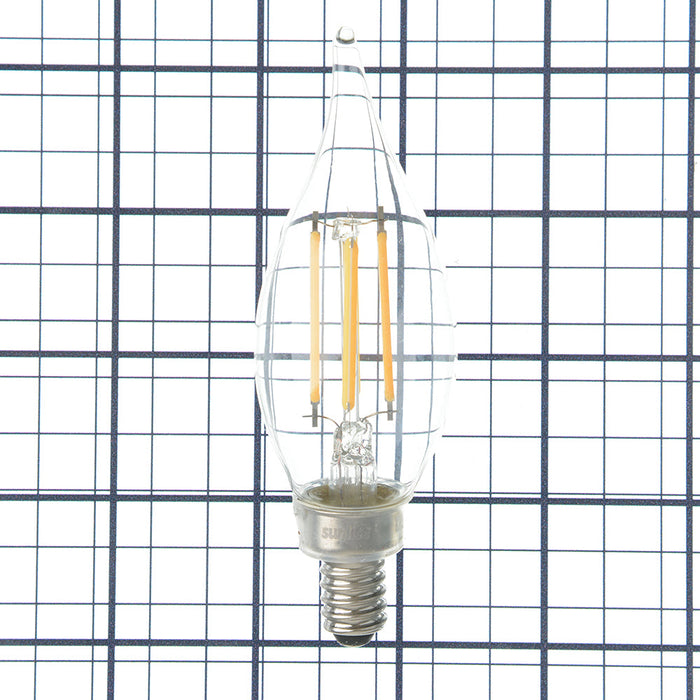 Sunlite CFC/LED/FS/5W/E12/D/CL/30K 5.5W LED Filament Chandelier Bulb 3000K Warm White 600Lm 120V 90 CRI Dimmable E12 Base (81204-SU)