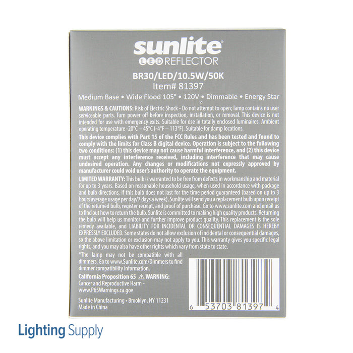Sunlite LED BR30 Bulb 10.5W 800Lm 5000K 120V E26 Base (81397-SU)