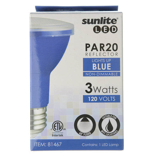 Sunlite LED PAR20 Bulb 3W 120V E26 Base Blue (81467-SU)
