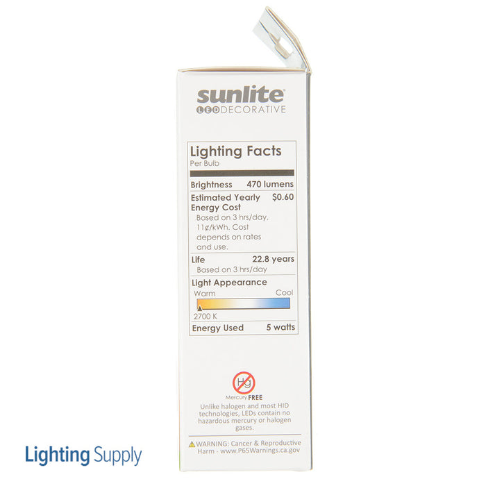 Sunlite CTF/LED/5W/E14/FR/27K 5W LED B10 Bulb 470Lm Warm White 2700K European E14 Base (81485-SU)