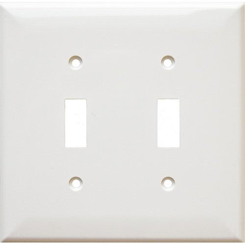 MORRIS White Mid-Size 2-Gang Toggle Switch Wall Plate (81751)