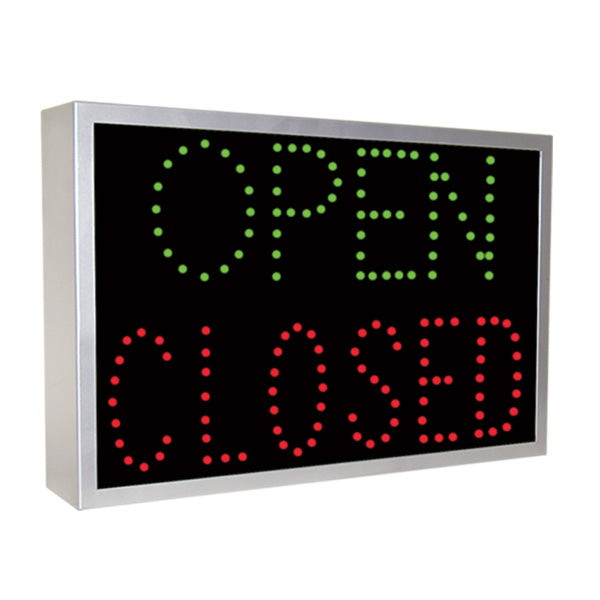 Exitronix Direct View Directional Sign 82-2 Open/Closed Satin Aluminum Housing Damp Rated (82-2-3-01-0)