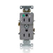 Leviton 15A 125V Duplex Receptacle/Outlet Hospital Grade Single Marked Controlled NEMA 5-15R 2-Pole 3-Wire Self-Grounding Gray (8200-H1G)