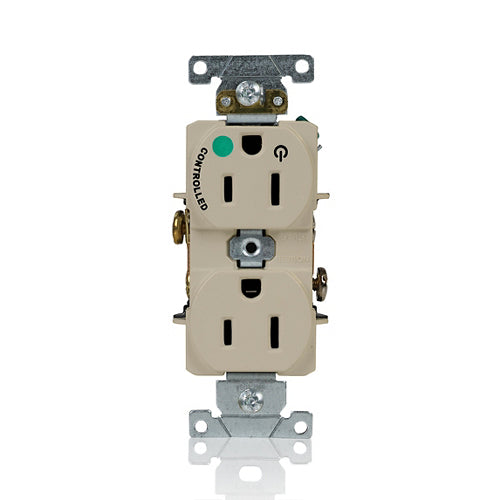 Leviton 15A 125V Duplex Receptacle/Outlet Hospital Grade Single Marked Controlled NEMA 5-15R 2-Pole 3-Wire Self-Grounding Ivory (8200-H1I)