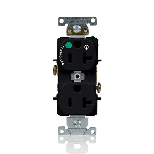 Leviton 20A 125V Duplex Receptacle/Outlet Hospital Grade Single Marked Controlled NEMA 5-20R 2-Pole 3-Wire Self-Grounding Black (8300-H1E)