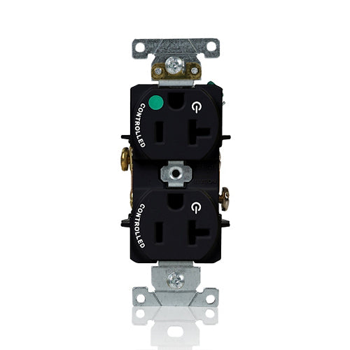 Leviton 20A 125V Duplex Receptacle/Outlet Hospital Grade Dual Marked Controlled NEMA 5-20R 2-Pole 3-Wire Self-Grounding Black (8300-H2E)