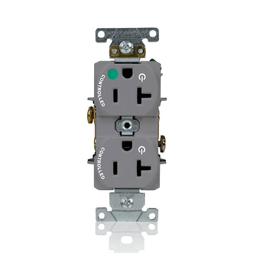 Leviton 20A 125V Duplex Receptacle/Outlet Hospital Grade Dual Marked Controlled NEMA 5-20R 2-Pole 3-Wire Self-Grounding Gray (8300-H2G)