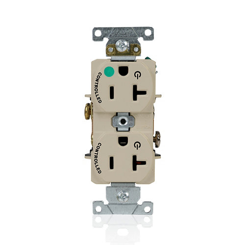 Leviton 20A 125V Duplex Receptacle/Outlet Hospital Grade Dual Marked Controlled NEMA 5-20R 2-Pole 3-Wire Self-Grounding Ivory (8300-H2I)