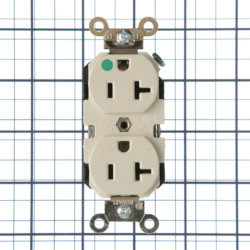 Leviton Duplex Receptacle Outlet Extra Heavy-Duty Hospital Grade Smooth Face 20 Amp 125V Back Or Side Wire NEMA 5-20R 2-Pole 3-Wire Light Almond (8300-T)