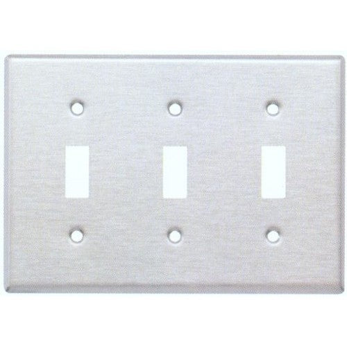 MORRIS Stainless Steel 3 Gang Toggle Switch Wall Plate Metal (83030)