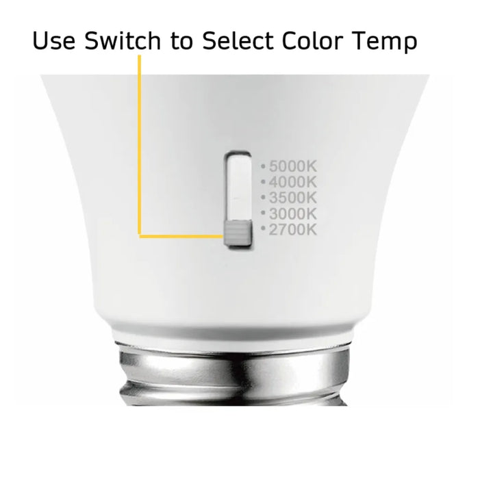 Halco 9A19-LED-9CS-E26-D-T20 LED A19 Lamp Medium E26 Base 9W CCT Selectable 2700K/3000K/3500K/4000K/5000K 120V Dimmable (83212)
