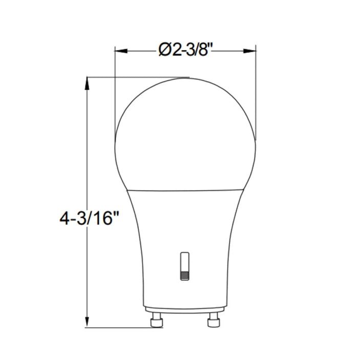 Halco 9A19-LED-9CS-GU24-D-T20 LED A19 Lamp GU24 Base 9W CCT Selectable 2700K/3000K/3500K/4000K/5000K 120V Dimmable (83215)