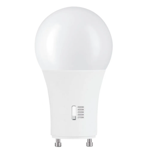 Halco 9A19-LED-9CS-GU24-D-T20 LED A19 Lamp GU24 Base 9W CCT Selectable 2700K/3000K/3500K/4000K/5000K 120V Dimmable (83215)