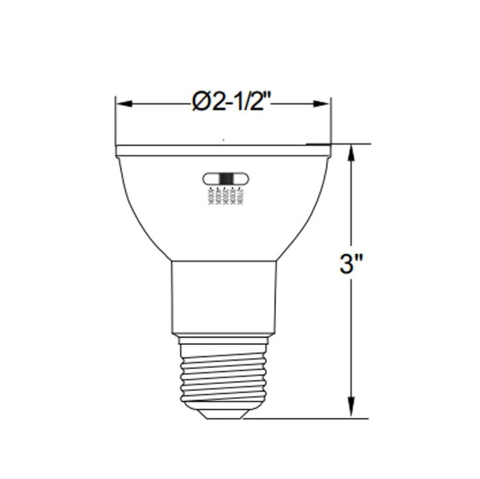 Halco 7PAR20-FL-LED-9CS-D-T20 LED PAR20 Flood 7W E26 Base CCT Selectable 2700K/3000K/3500K/4000K/5000K 550Lm 40 Degree Beam Dimmable 90 CRI 120V (83217)