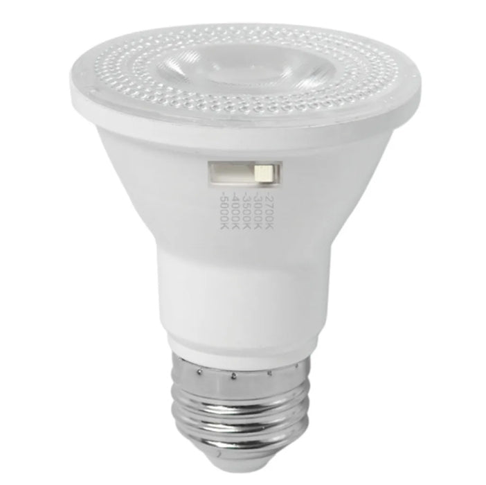 Halco 7PAR20-FL-LED-9CS-D-T20 LED PAR20 Flood 7W E26 Base CCT Selectable 2700K/3000K/3500K/4000K/5000K 550Lm 40 Degree Beam Dimmable 90 CRI 120V (83217)