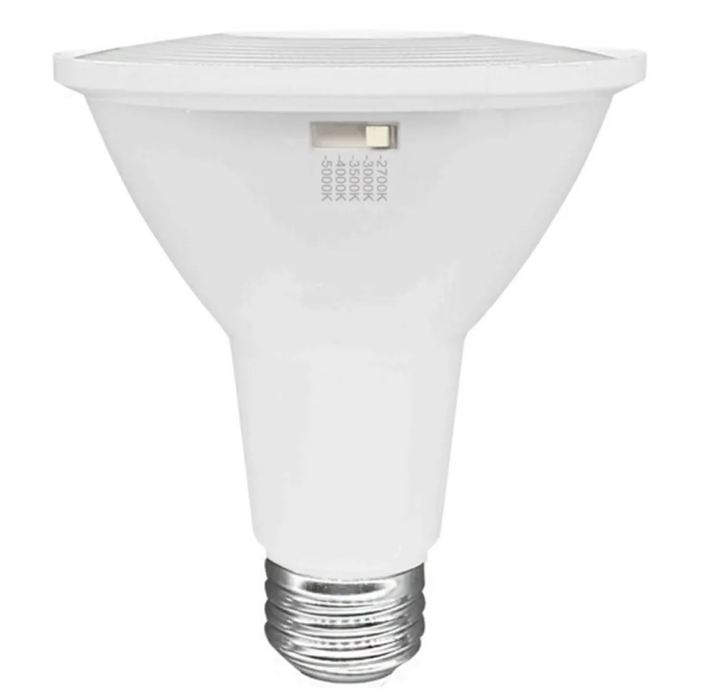 Halco 10PAR30-FL-LED-9CS-D-T20 LED PAR30L Flood 10W E26 Base CCT Selectable 2700K/3000K/3500K/4000K/5000K 850Lm 40 Degree Beam Dimmable 90 CRI 120V (83218)