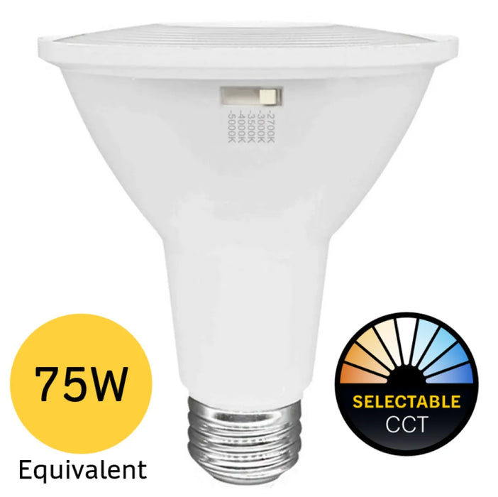Halco 10PAR30-FL-LED-9CS-D-T20 LED PAR30L Flood 10W E26 Base CCT Selectable 2700K/3000K/3500K/4000K/5000K 850Lm 40 Degree Beam Dimmable 90 CRI 120V (83218)