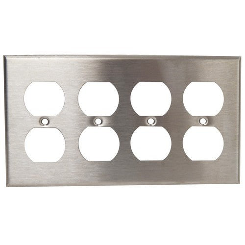 MORRIS Stainless Steel 4-Gang Receptacle Wall Plate Metal (83240)