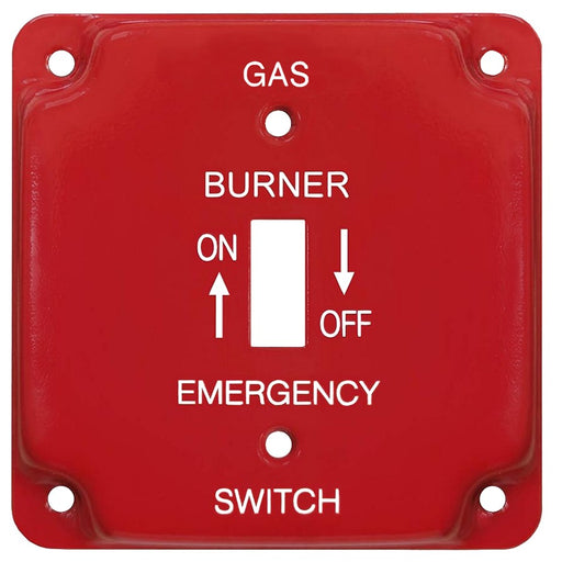 MORRIS 4×4 Emergency Gas 1-Toggle Metal Switch Plate Raised Red (83503)