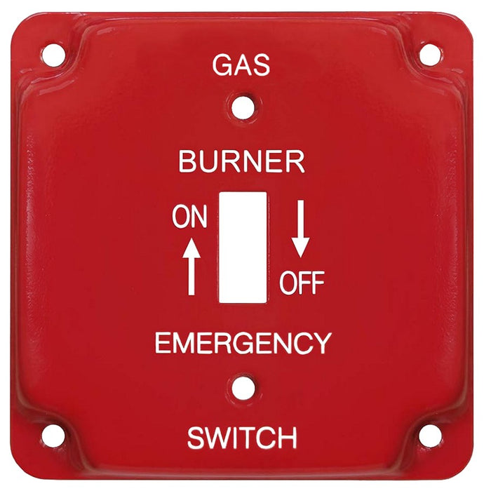 MORRIS 4×4 Emergency Gas 1-Toggle Metal Switch Plate Raised Red (83503)