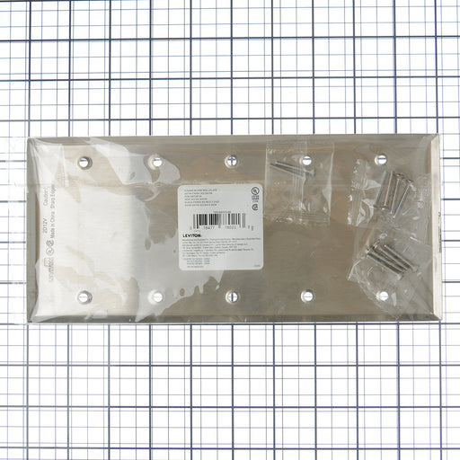 Leviton 5-Gang No Device Blank Wall Plate Standard Size 302 Stainless Steel Box Mount (84065-40)