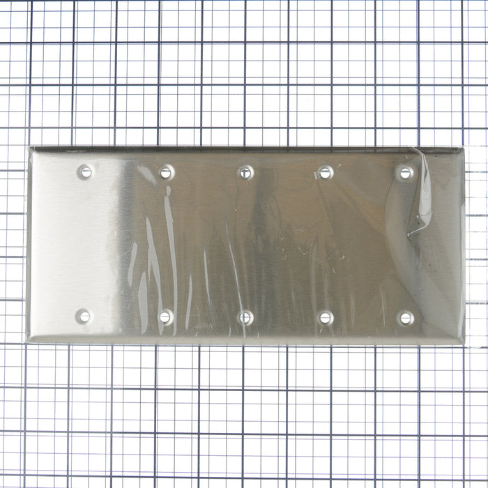 Leviton 5-Gang No Device Blank Wall Plate Standard Size 302 Stainless Steel Box Mount (84065-40)