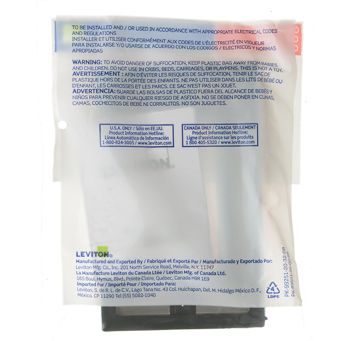 Leviton Gasketed Stainless Steel Wall Plate 1-Gang Decora (84401-G40)