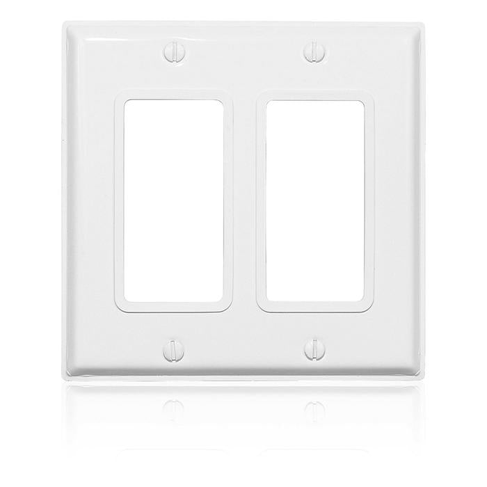 Leviton Decora Wall Plate Standard Size Non-Magnetic Stainless Steel 2-Gang White (84409-G4W)