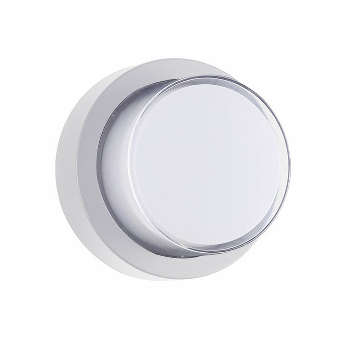 Sunlite LED Round Modern Outdoor Wall Sconce 12W 120V 850Lm 90 CRI CCT Selectable 3000K/4000K/5000K White (85105-SU)