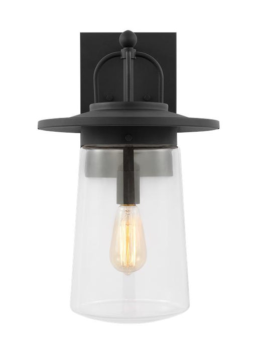 Generation Lighting Tybee Large One Light Outdoor Wall Lantern Black Black/White Cord (8708901-12)